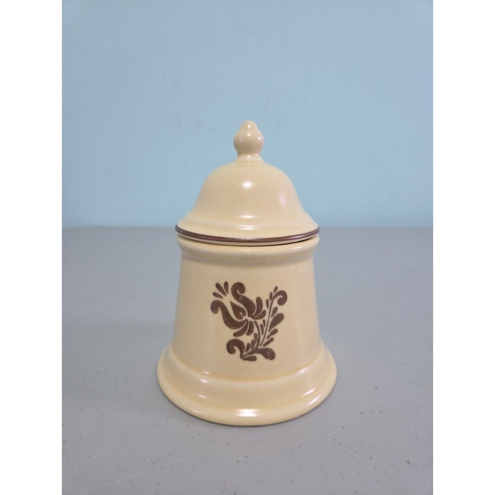 Pfaltzgraff Village Sugar Bowl With Lid Brown Design On Cream Vintage USA
